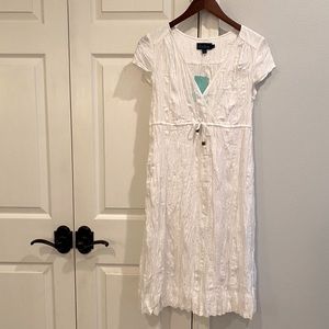 BODEN Lined Ca Sleeve Crinkled Linen Dress 10R